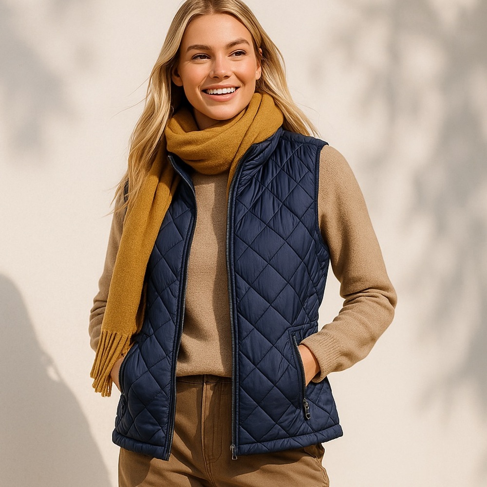 Abercrombie & Fitch Navy Quilted Puffer Vest | Classic A&F Vest - Picture 6 of 11